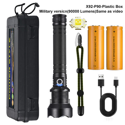LED Rechargeable Waterproof Tactical Laser Flashlight丨90000 High Lumens