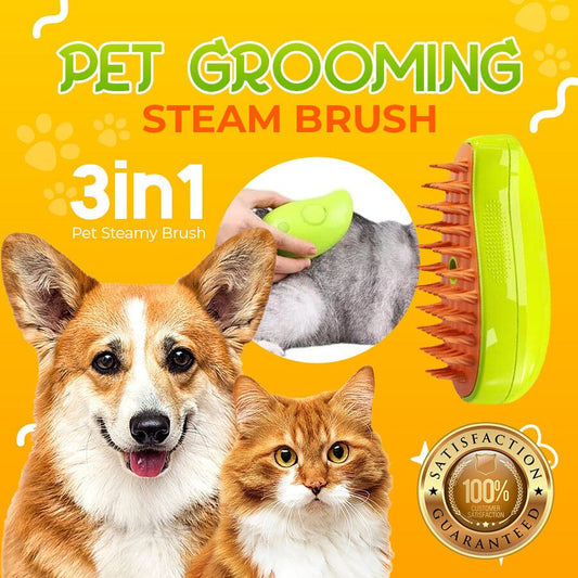 SteamCarePro™ Pet Grooming Steamy Brush with Care Oil [Veterinarian-Approved]