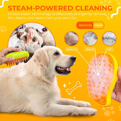 SteamCarePro™ Pet Grooming Steamy Brush with Care Oil [Veterinarian-Approved]